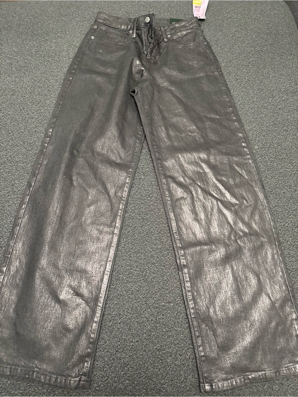 Woman Black Metallic wide Leg Jeans
